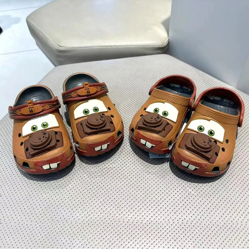 NEW Cartoon Mater Slippers Cars Shoes Outdoor Sandals Cute Figurine Anime Characters Desk Decoration Ornament Eva Shoes Gift