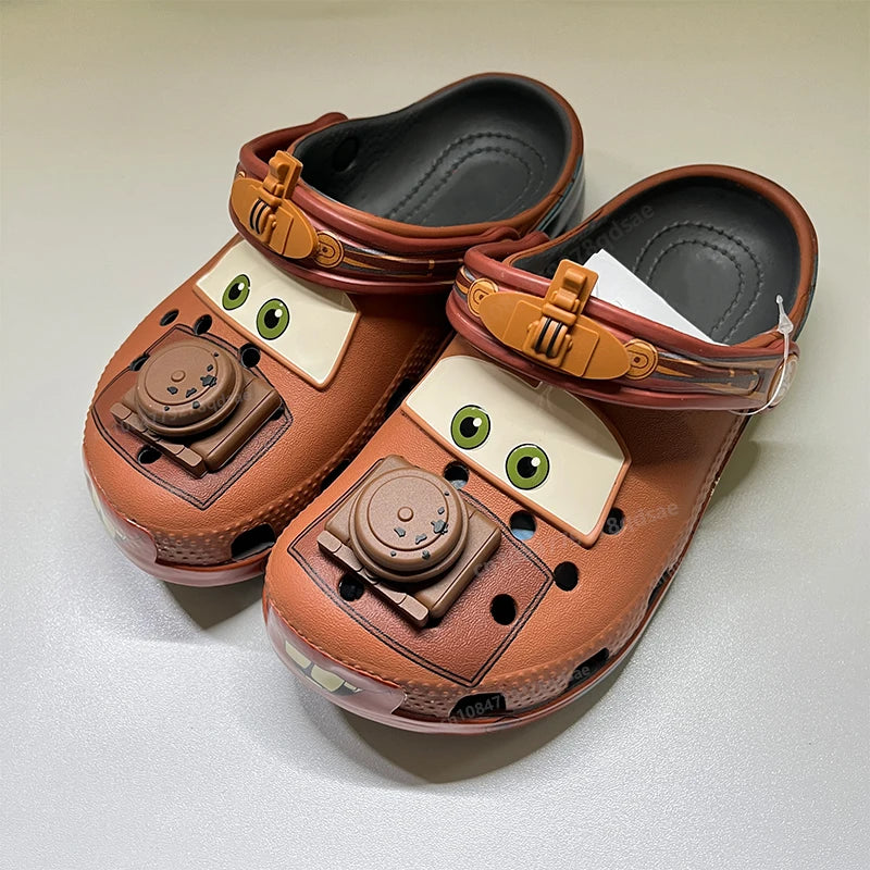 NEW Cartoon Mater Slippers Cars Shoes Outdoor Sandals Cute Figurine Anime Characters Desk Decoration Ornament Eva Shoes Gift