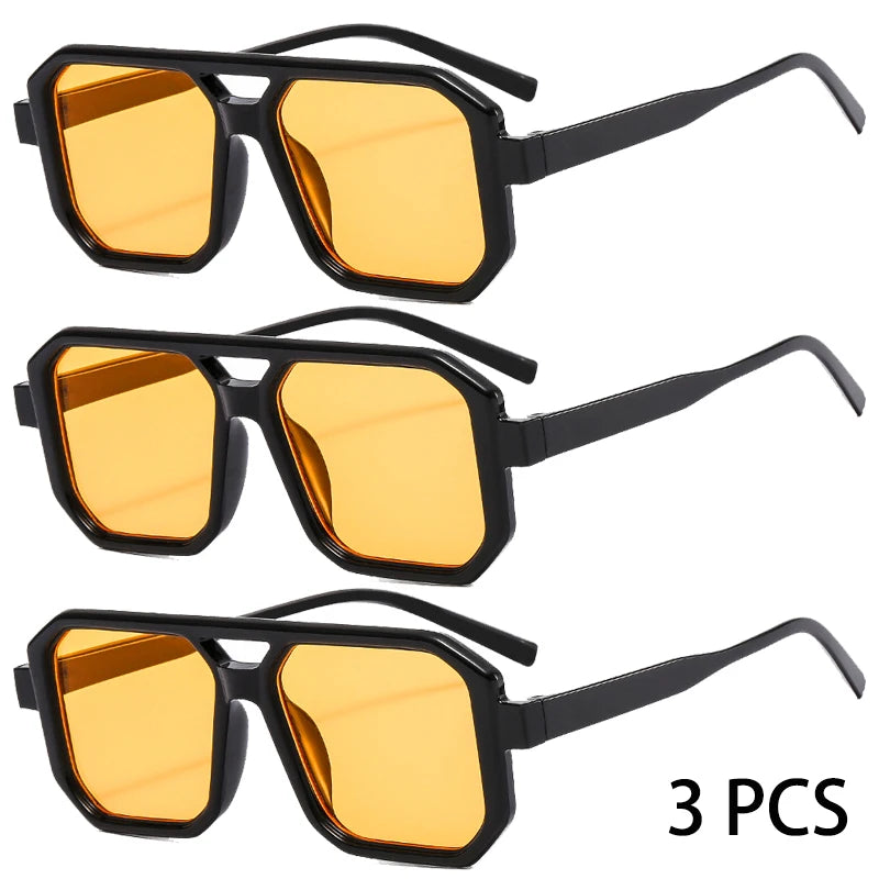 1/3 Pcs Trendy Square Decoration Shades Retro Oversize Gradient Women Sunglasses Men's Brand Sun Glasses for Driving Fishing