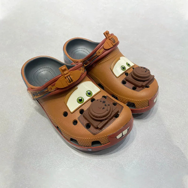 NEW Cartoon Mater Slippers Cars Shoes Outdoor Sandals Cute Figurine Anime Characters Desk Decoration Ornament Eva Shoes Gift