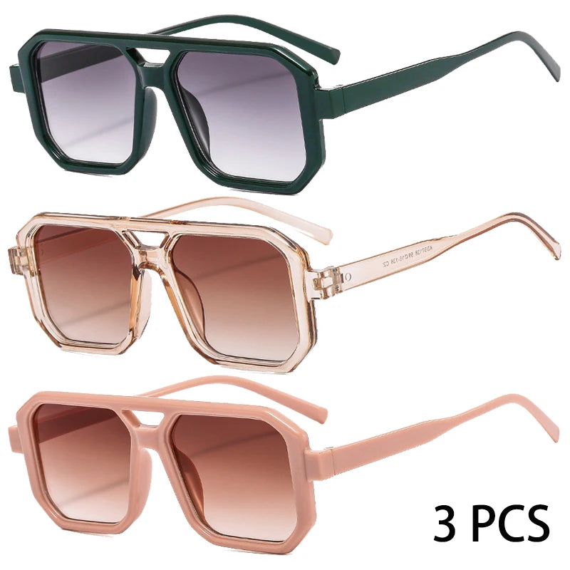 1/3 Pcs Trendy Square Decoration Shades Retro Oversize Gradient Women Sunglasses Men's Brand Sun Glasses for Driving Fishing