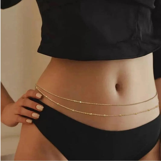 Y2K Double Chaîne de Taille – Bijou de Ventre pour Femme (Style Beach / Festival)