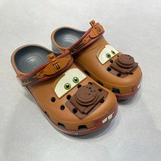 NEW Cartoon Mater Slippers Cars Shoes Outdoor Sandals Cute Figurine Anime Characters Desk Decoration Ornament Eva Shoes Gift