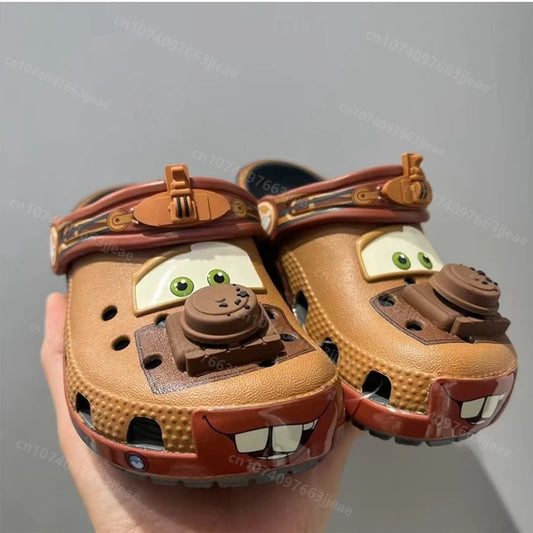 NEW Cartoon Mater Slippers Cars Shoes Outdoor Sandals Cute Figurine Anime Characters Desk Decoration Ornament Eva Shoes Gift